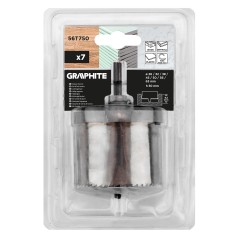 GRAPHITE 56T750 Otwornice do drewna 26 - 63 mm, h 50 mm, zestaw 7 szt. 