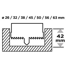 GRAPHITE 56T750 Otwornice do drewna 26 - 63 mm, h 50 mm, zestaw 7 szt. 