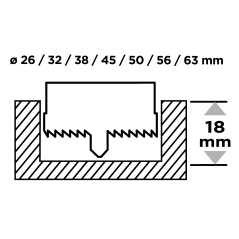 GRAPHITE 56T749 Otwornice do drewna 26 - 63 mm, h 25 mm, zestaw 7 szt. 