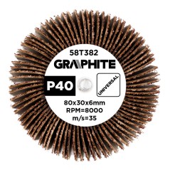 GRAPHITE 58T382 Ściernica listkowa trzpieniowa 80 x 30 x 6 mm, P40