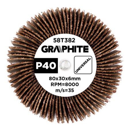 GRAPHITE 58T382 Ściernica listkowa trzpieniowa 80 x 30 x 6 mm, P40