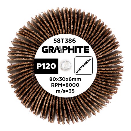GRAPHITE 58T386 Ściernica listkowa trzpieniowa 80 x 30 x 6 mm, P120