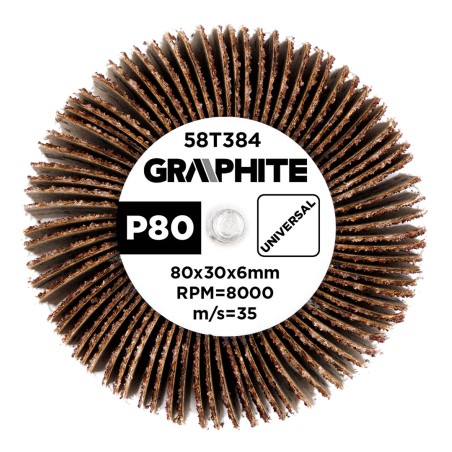 GRAPHITE 58T384 Ściernica listkowa trzpieniowa 80 x 30 x 6 mm, P80