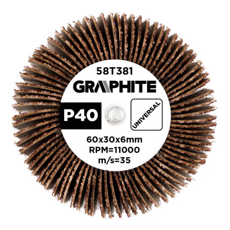 GRAPHITE 58T381 Ściernica listkowa trzpieniowa 60 x 30 x 6 mm, P40