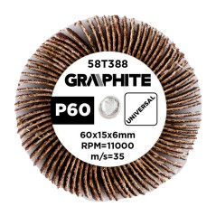 GRAPHITE 58T388 Ściernica listkowa trzpieniowa 60 x 15 x 6 mm, P60