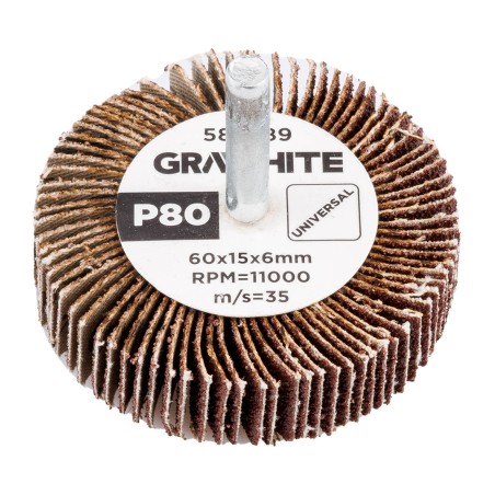 GRAPHITE 58T389 Ściernica listkowa trzpieniowa 60 x 15 x 6 mm, P80