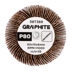 GRAPHITE 58T389 Ściernica listkowa trzpieniowa 60 x 15 x 6 mm, P80