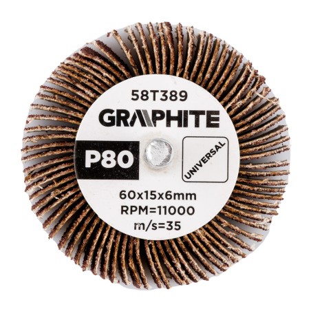 GRAPHITE 58T389 Ściernica listkowa trzpieniowa 60 x 15 x 6 mm, P80