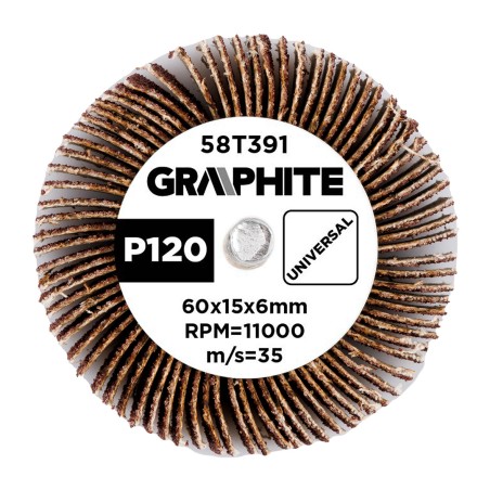 GRAPHITE 58T391 Ściernica listkowa trzpieniowa 60 x 15 x 6 mm, P120