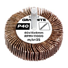 GRAPHITE 58T387 Ściernica listkowa trzpieniowa 60 x 15 x 6 mm, P40