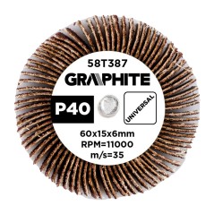 GRAPHITE 58T387 Ściernica listkowa trzpieniowa 60 x 15 x 6 mm, P40