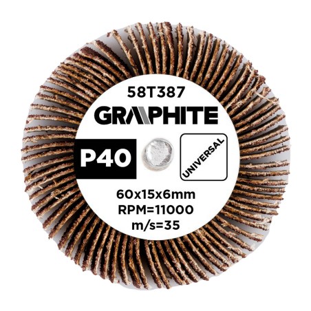 GRAPHITE 58T387 Ściernica listkowa trzpieniowa 60 x 15 x 6 mm, P40