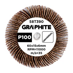 GRAPHITE 58T390 Ściernica listkowa trzpieniowa 60 x 15 x 6 mm, P100