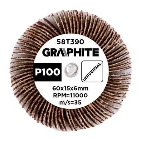 GRAPHITE 58T390 Ściernica listkowa trzpieniowa 60 x 15 x 6 mm, P100