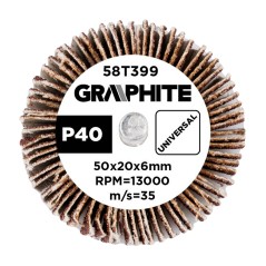GRAPHITE 58T399 Ściernica listkowa trzpieniowa 50 x 20 x 6 mm, P40