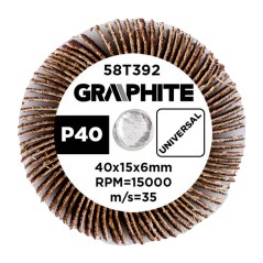 GRAPHITE 58T392 Ściernica listkowa trzpieniowa 40 x 15 x 6 mm, P40
