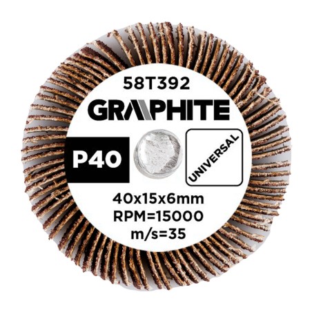 GRAPHITE 58T392 Ściernica listkowa trzpieniowa 40 x 15 x 6 mm, P40