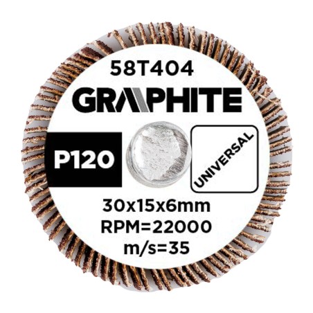 GRAPHITE 58T404 Ściernica listkowa trzpieniowa 30 x 15 x 6 mm, P120