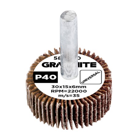 GRAPHITE 58T400 Ściernica listkowa trzpieniowa 30 x 15 x 6 mm, P40