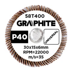 GRAPHITE 58T400 Ściernica listkowa trzpieniowa 30 x 15 x 6 mm, P40