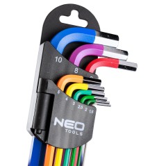 NEO TOOLS 09-512 Klucze sześciokątne 1.5-10 mm, zestaw 9 szt. 