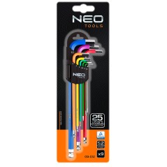 NEO TOOLS 09-512 Klucze sześciokątne 1.5-10 mm, zestaw 9 szt. 