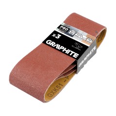 GRAPHITE 58T362 Pasy bezkońcowe 75 x 457 mm, P80, 3 szt. 