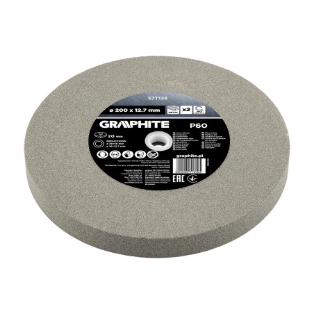 GRAPHITE 57T128 Tarcze szlifierskie 200 x 20/16/12.7 x 20 mm, P60, 2 szt.