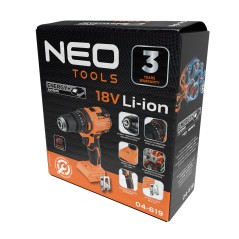 NEO TOOLS 04-619 Wiertarko-wkrętarka udarowa bezszczotkowa 18V, uchwyt 13mm, compact, Energy+, bez akumulatora 