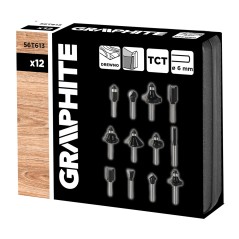 GRAPHITE 56T613 Frezy do drewna widiowe, trzpień 6 mm, zestaw 12 szt. 