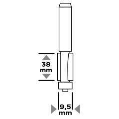 GRAPHITE 56T609 Frez do drewna prosty z łożyskiem, widiowy, 9.5 x 38 mm, trzpień 8 mm 