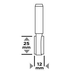 GRAPHITE 56T607 Frez do drewna prosty, dwuostrzowy, widiowy, 12 x 25 mm, trzpień 8 mm 