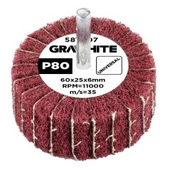 GRAPHITE 58T407 Ściernica listkowa trzpieniowa 60 x 25 x 6 mm, P80