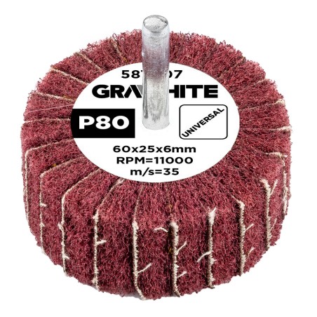 GRAPHITE 58T407 Ściernica listkowa trzpieniowa 60 x 25 x 6 mm, P80