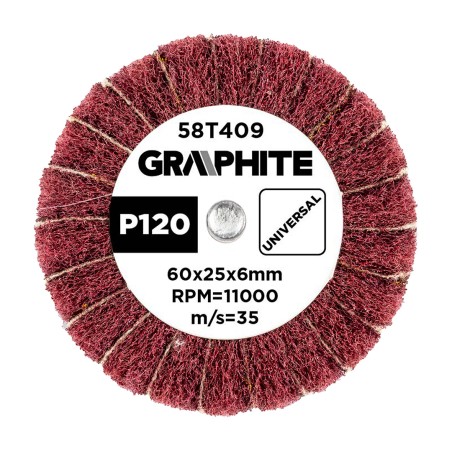 GRAPHITE 58T409 Ściernica listkowa trzpieniowa 60 x 25 x 6 mm, P120