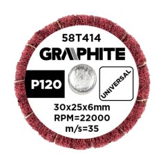 GRAPHITE 58T414 Ściernica listkowa trzpieniowa 30 x 25 x 6 mm, P120