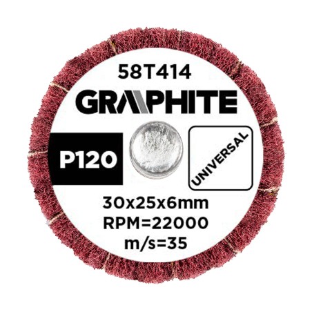 GRAPHITE 58T414 Ściernica listkowa trzpieniowa 30 x 25 x 6 mm, P120