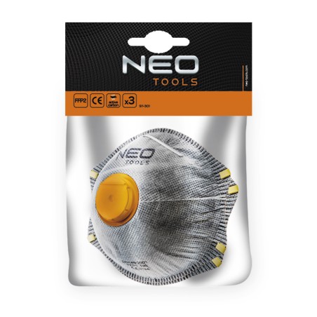 NEO TOOLS 97-301 Półmaska przeciwpyłowa, z aktywnym węglem FFP2, z zaworem, 3 szt.