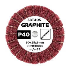 GRAPHITE 58T405 Ściernica listkowa trzpieniowa 60 x 25 x 6 mm, P40