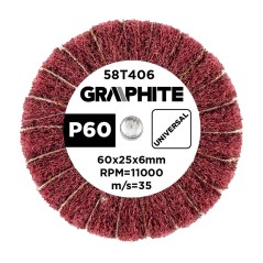GRAPHITE 58T406 Ściernica listkowa trzpieniowa 60 x 25 x 6 mm, P60
