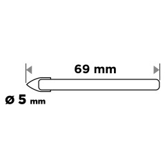 GRAPHITE 54T413 Wiertło do szkła 5 mm 
