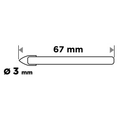 GRAPHITE 54T411 Wiertło do szkła 3 mm 