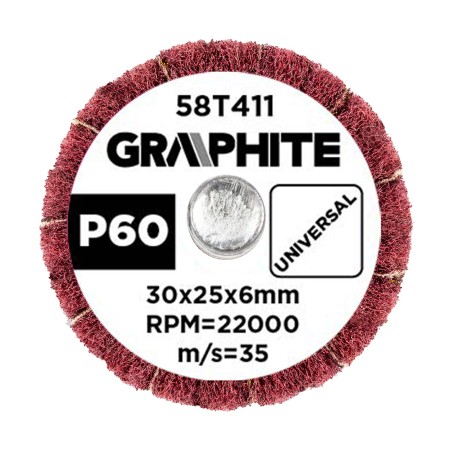 GRAPHITE 58T411 Ściernica listkowa trzpieniowa 30 x 25 x 6 mm, P60