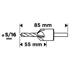 GRAPHITE 54T425 Wiertło z fazownikiem do drewna 5 mm/16 mm 