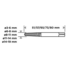 GRAPHITE 54T428 Wykrętaki do zerwanych śrub, 3-19 mm, zestaw 5 szt. 