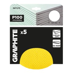GRAPHITE 58T273 Krążki ścierne, perforowane, na rzep z otworami 225 mm, P100, 5 szt. 