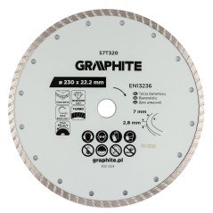 GRAPHITE 57T320 Tarcza diamentowa do cięcia turbo, 230 x 22.22 mm, na sucho