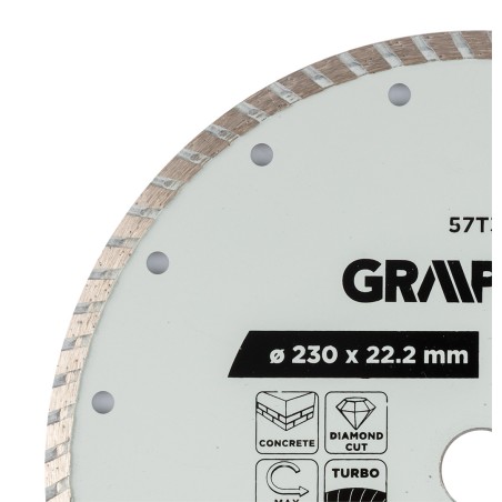 GRAPHITE 57T320 Tarcza diamentowa do cięcia turbo, 230 x 22.22 mm, na sucho