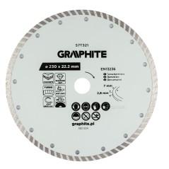 GRAPHITE 57T321 Tarcza diamentowa do cięcia turbo, 230 x 22.22 mm, na sucho i mokro