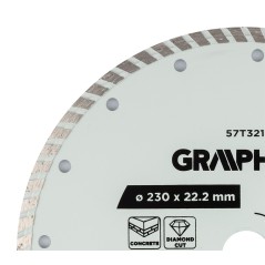 GRAPHITE 57T321 Tarcza diamentowa do cięcia turbo, 230 x 22.22 mm, na sucho i mokro